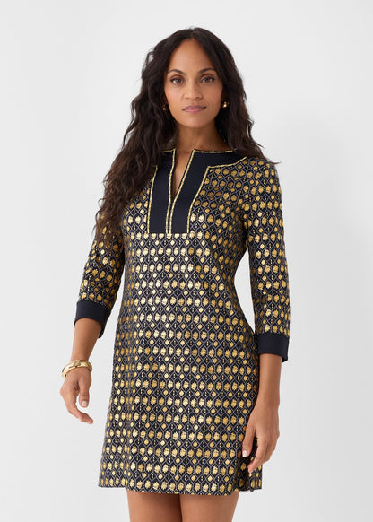 Black Metallic Tunic Dress