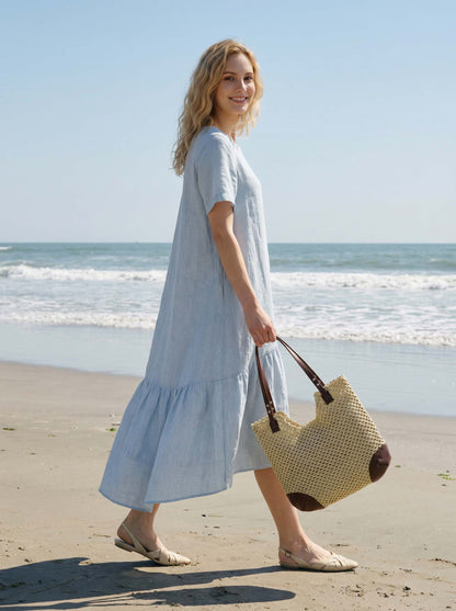 Woven Hollow-Out Shoulder Tote Bag