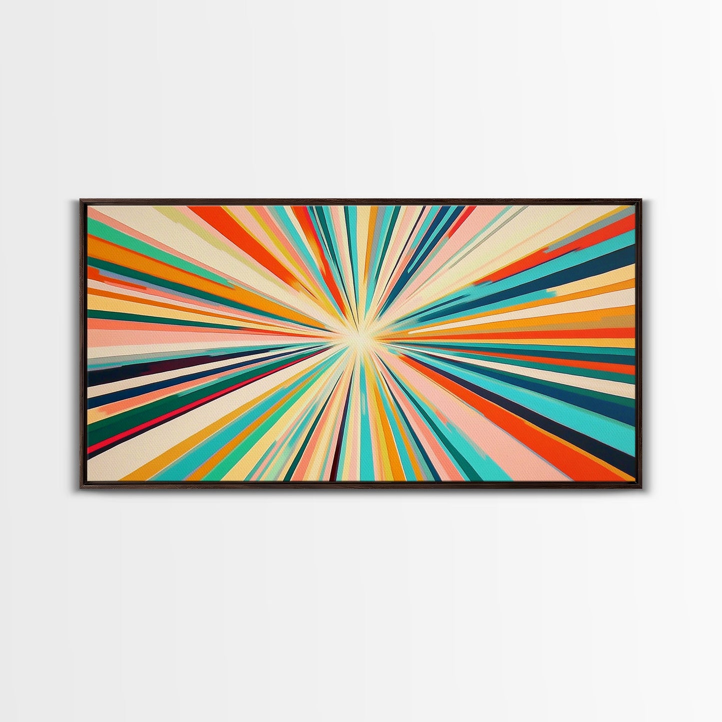Abstract Star Burst Large Panoramic Wall Art Canvas Print - Horizontal Above Sofa Wall Art - Above Couch Wall Decor - Minimalist Boho Art