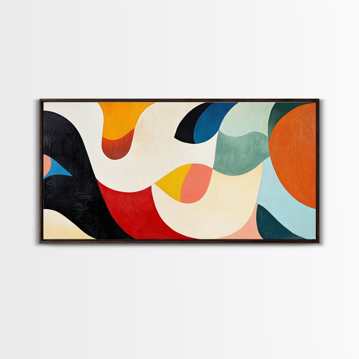 Minimalist Abstract Framed Canvas Print Geometric Rustic Wall Art Sage Green Wall Art Modern Decor Horizontal Wall Art Tall Narrow Art