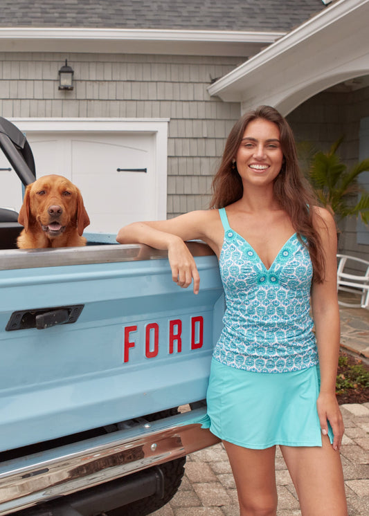 Rosemary Beach Embroidered Tankini Top