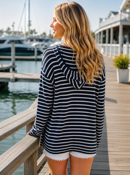 "COMING SOON" Coastal Stripe Lightweight Hoodie Sweater