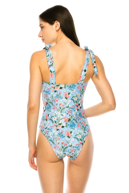 Floral Print One Piece Swimsuit