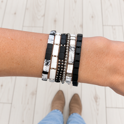 NIGHT CLUB - 6 Tila Bead Bracelet Stack