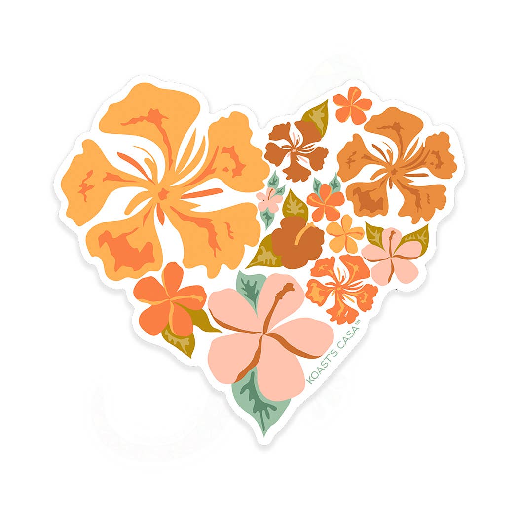 3.5" Hibiscus Heart Sticker