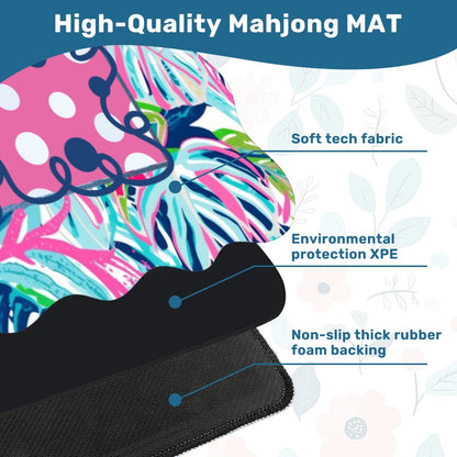 Preppy Whimsical Pastel Polka Dots Scalloped Mahjong Mat