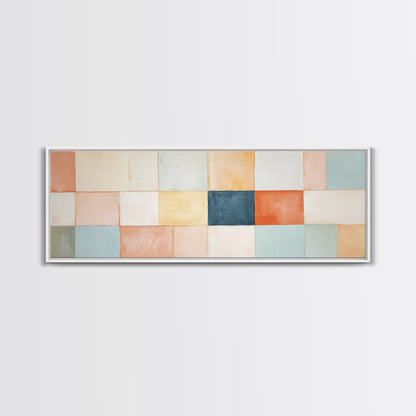 Modern Abstract Framed Canvas | Minimalist Mid Century Modern Wall Art | Large Horizontal Ultra Wide Framed Canvas | MCM Art