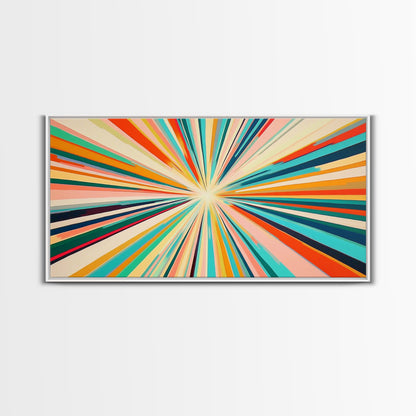 Abstract Star Burst Large Panoramic Wall Art Canvas Print - Horizontal Above Sofa Wall Art - Above Couch Wall Decor - Minimalist Boho Art