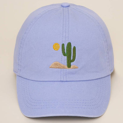 Cactus Embroidered Cotton Baseball Cap