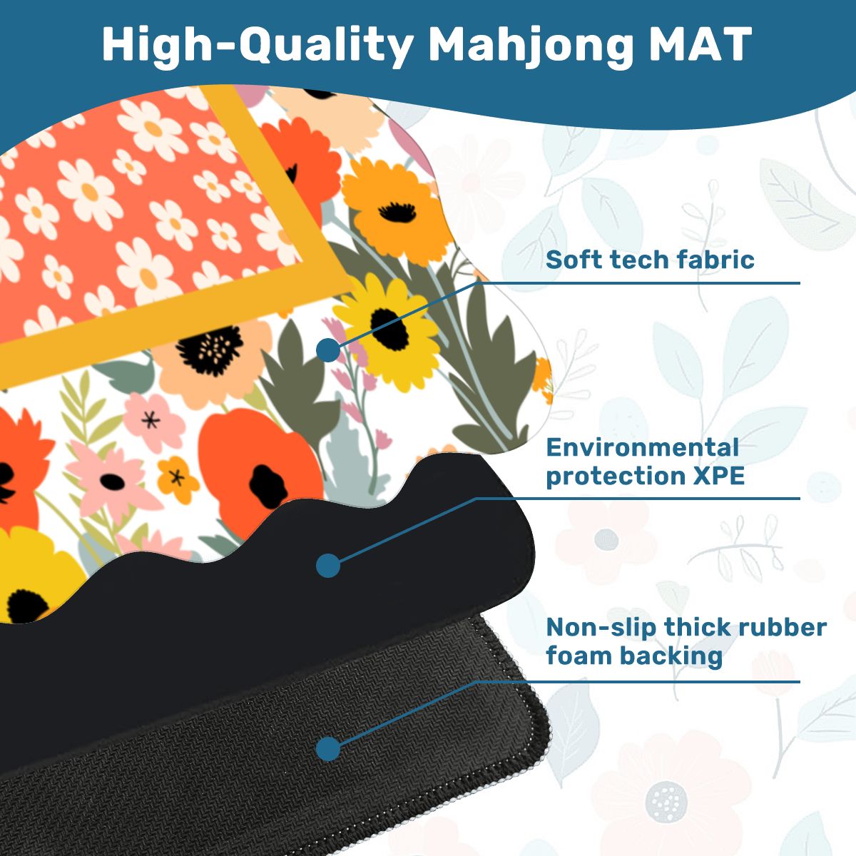 Modern Daisy Preppy Sunshine Scalloped Mahjong Mat