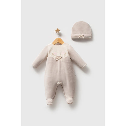 Baby Velvet Embroidered Romper | Soft Long Sleeve Baby One-Piece