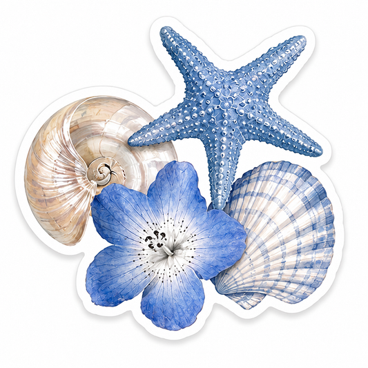 "COMING SOON" Coastal Seashell & Starfish Sticker | Beach Aesthetic Vinyl 