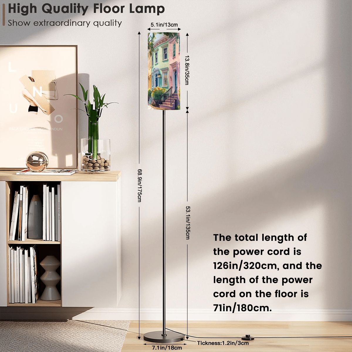 Charleston South Carolina Rainbow Row Modern Floor Lamp
