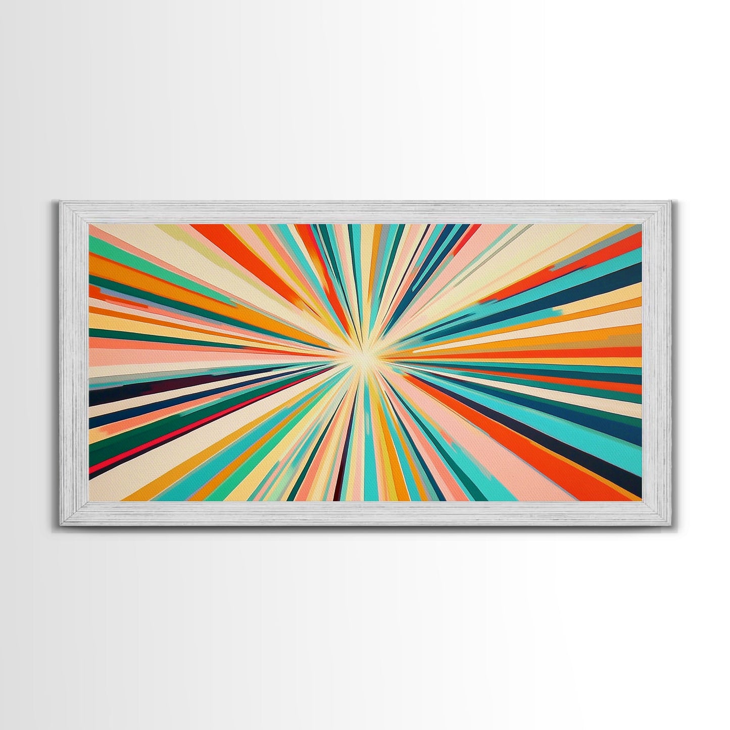 Abstract Star Burst Large Panoramic Wall Art Canvas Print - Horizontal Above Sofa Wall Art - Above Couch Wall Decor - Minimalist Boho Art