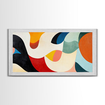 Minimalist Abstract Framed Canvas Print Geometric Rustic Wall Art Sage Green Wall Art Modern Decor Horizontal Wall Art Tall Narrow Art