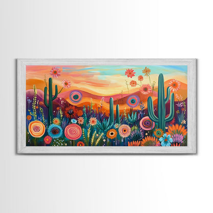 Southwest Desert Art, Boho Art, Wildflower Painting, Pink Orange Wall Art, Colorful Wall Art, Above Bed Wall Art, Canvas Print