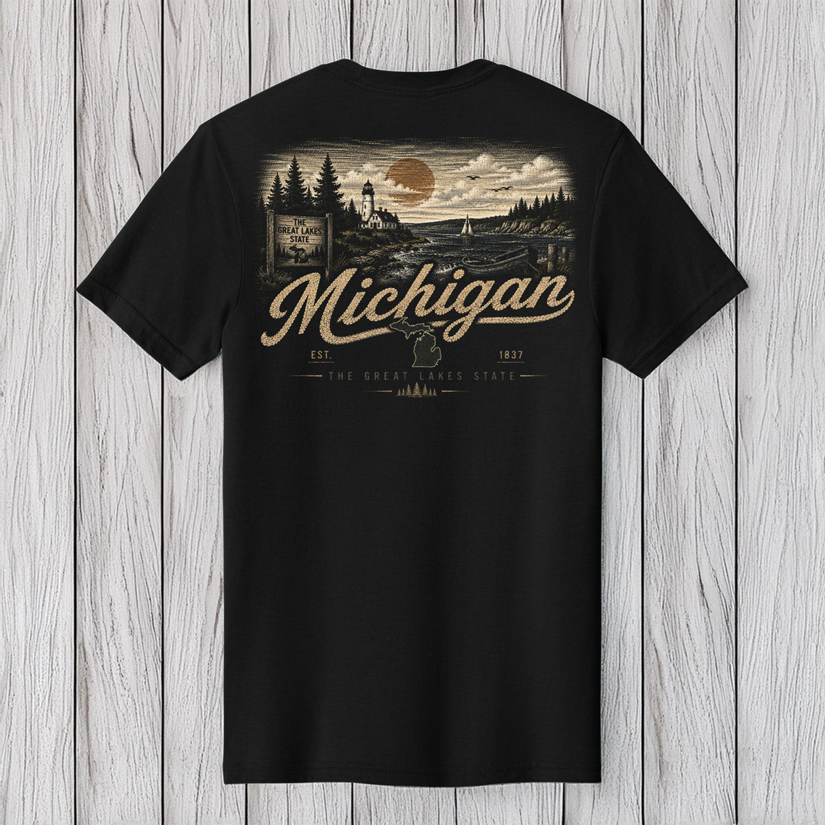 Michigan Great Lakes State Lighthouse T-Shirt