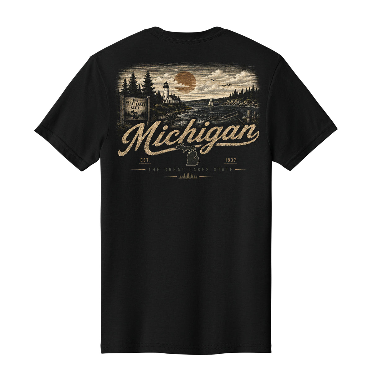 Michigan Great Lakes State Lighthouse T-Shirt
