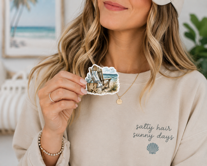 "COMING SOON" Beach Chair Waterproof Vinyl Sticker | Coastal Beach Lover S