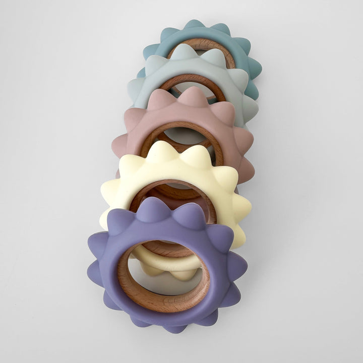 Garden Party Teether Collection - Silicone & Beechwood Sunshine