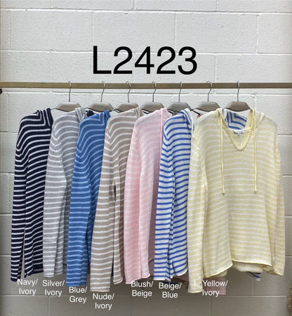 "COMING SOON" Coastal Stripe Lightweight Hoodie Sweater