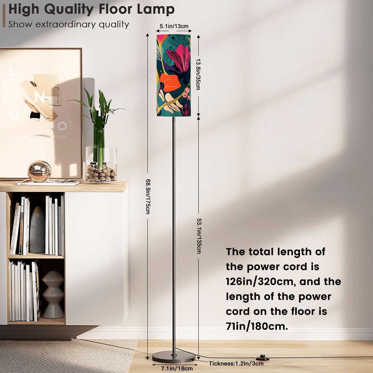 Grand Bohemian Orange, Teal, Yellow, Fuchsia Modern Floor Lamp