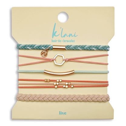 "Live" Hair Tie Bracelet Set