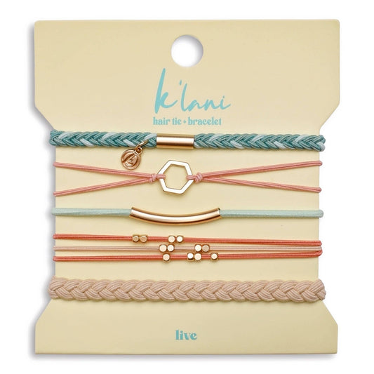 "Live" Hair Tie Bracelet Set