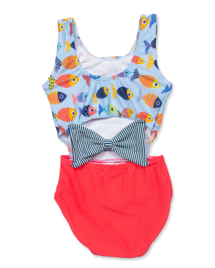 Colorful Fish Cutout Swimsuit With Bow