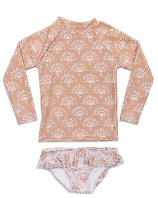 Sunny Days Girls Long Sleeve Sun Shirt and Skirted Bottom