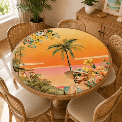 Summer Nostalgic Beach House Round Mahjong Mat