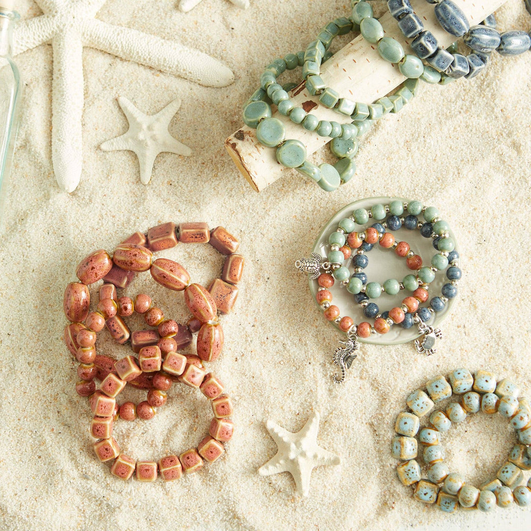 Coastal Clay Bead Charm Bracelet
