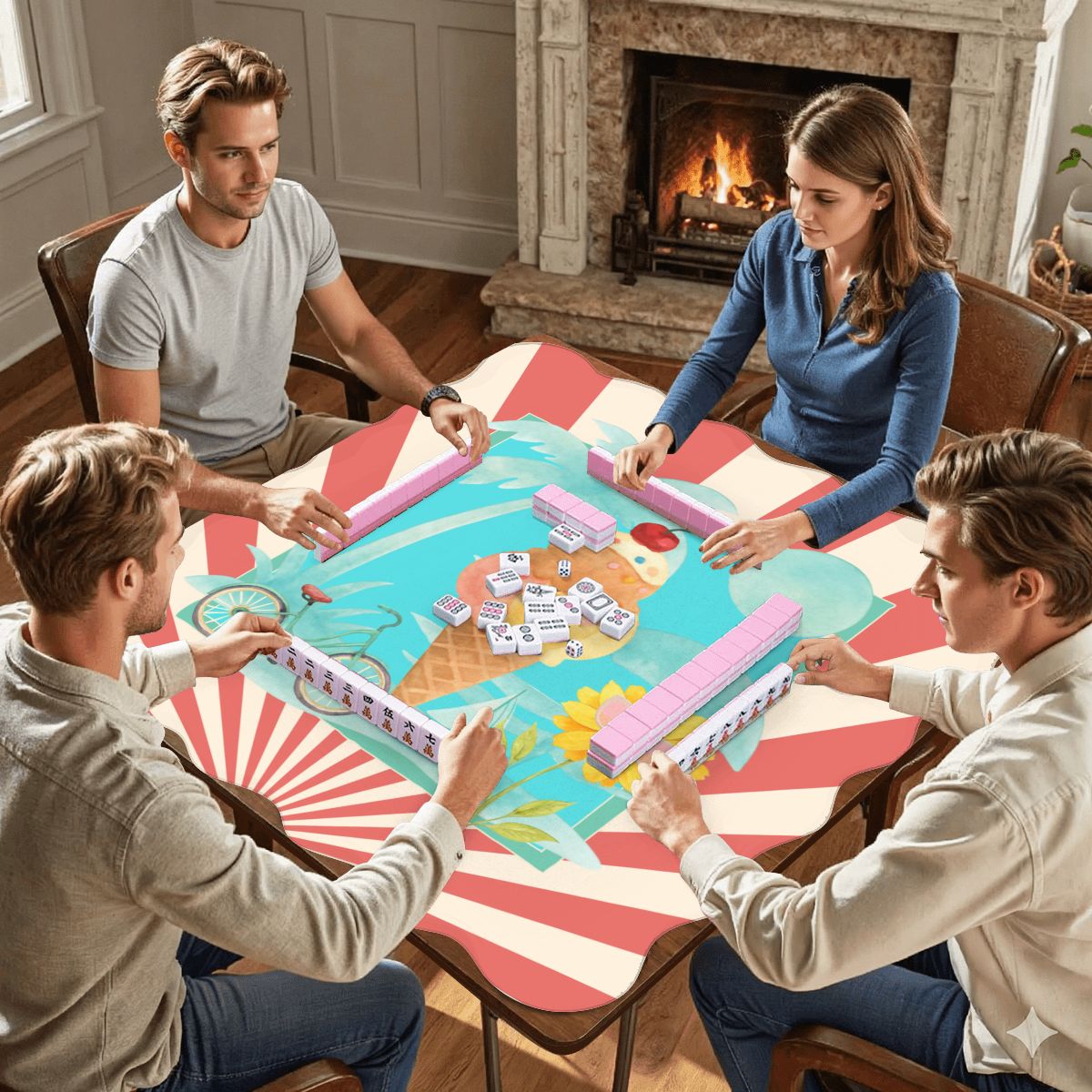 Summer Time Summer Time Scalloped Mahjong Mat