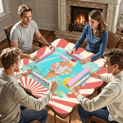 Summer Time Summer Time Scalloped Mahjong Mat