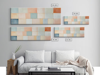 Modern Abstract Framed Canvas | Minimalist Mid Century Modern Wall Art | Large Horizontal Ultra Wide Framed Canvas | MCM Decor