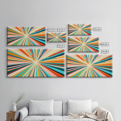 Abstract Star Burst Large Panoramic Wall Art Canvas Print - Horizontal Above Sofa Wall Art - Above Couch Wall Decor - Minimalist Boho Art