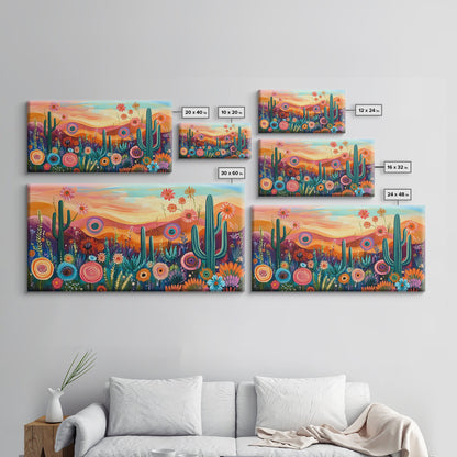 Southwest Desert Art, Boho Art, Wildflower Painting, Pink Orange Wall Art, Colorful Wall Art, Above Bed Wall Art, Canvas Print