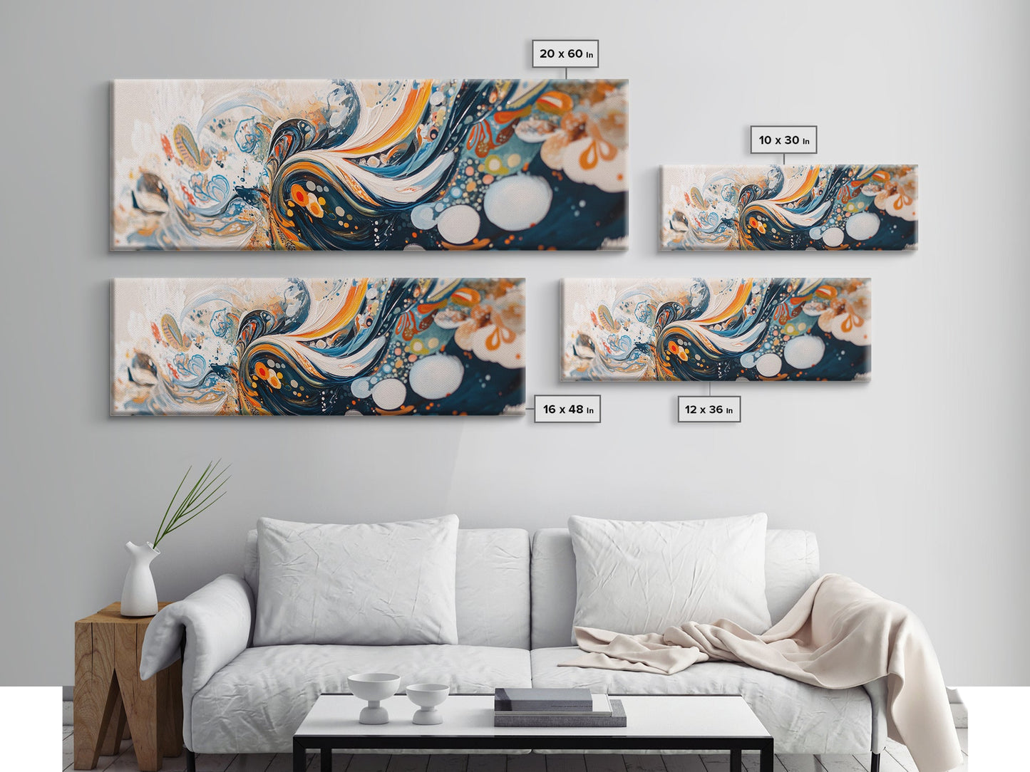 Abstract Swirl Painting, Colorful Modern Art, Bohemian Home Aesthetic, Creative Office, Studio Wall Decor, Canvas Print