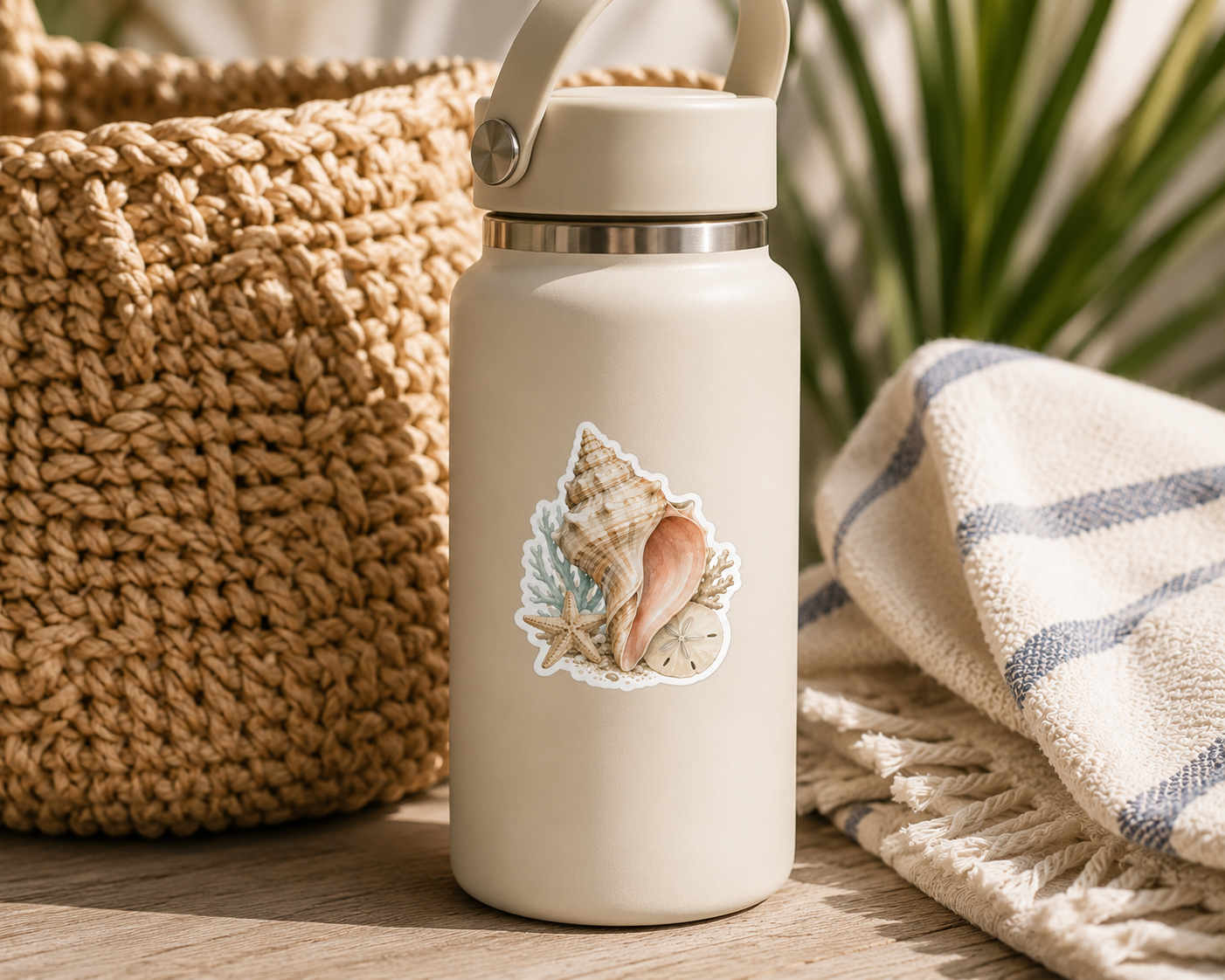 "COMING SOON" Coastal Conch Shell Sticker
