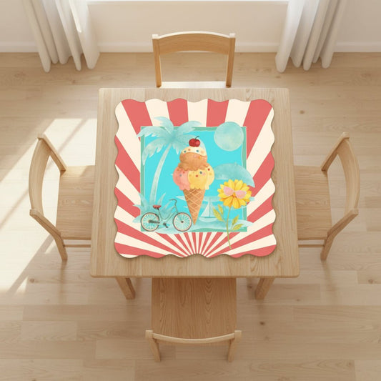 Summer Time Summer Time Scalloped Mahjong Mat