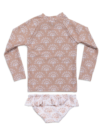 Sunny Days Girls Long Sleeve Sun Shirt and Skirted Bottom