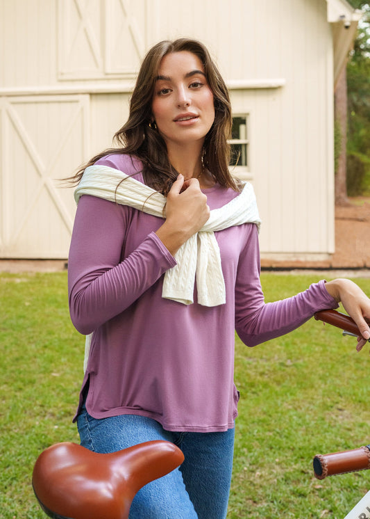 Orchid Hi/Lo Bamboo Long Sleeve Top