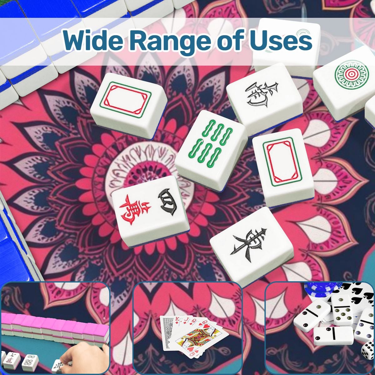 Boho Mandala, Pink, Purple Mahjong Mat