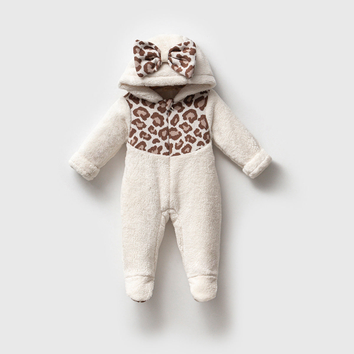 Leopard Hooded Sherpa Romper