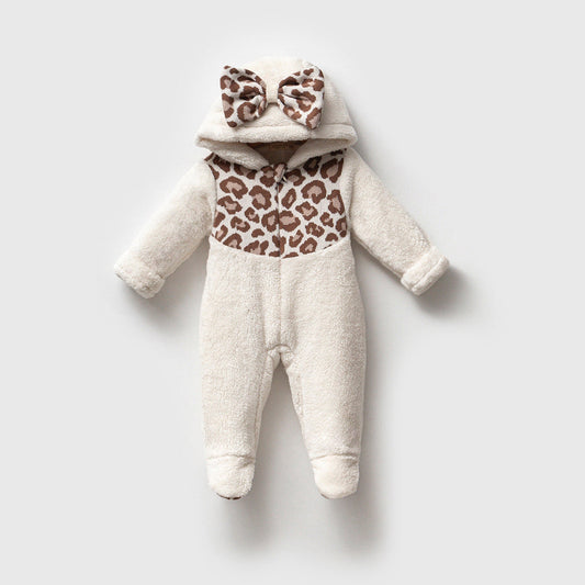 Leopard Hooded Sherpa Romper