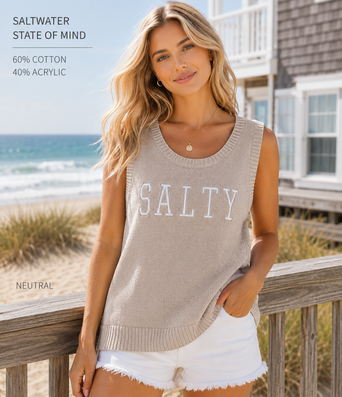 "COMING SOON" SALTY Coastal Knit Tank Sweater