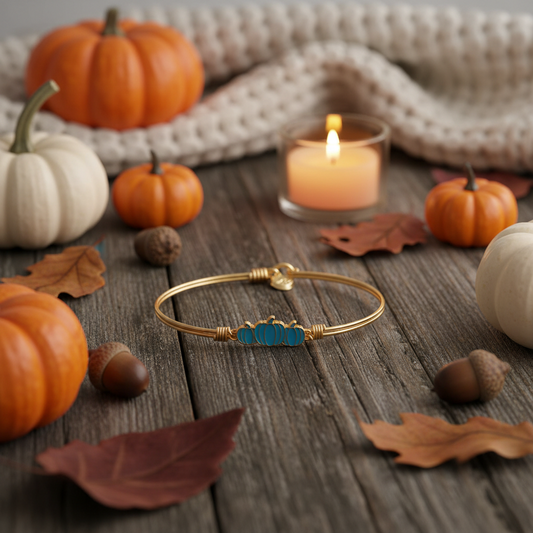 Denim Ombre Pumpkin Patch Medley Bangle Bracelet