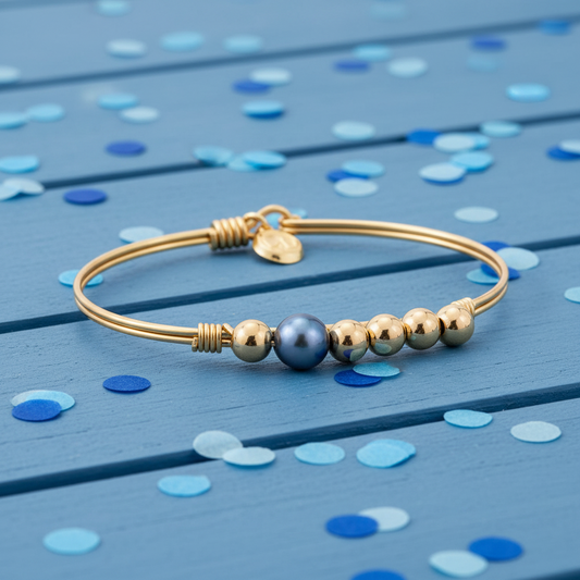 Splash Of Denim Beaded Bangle