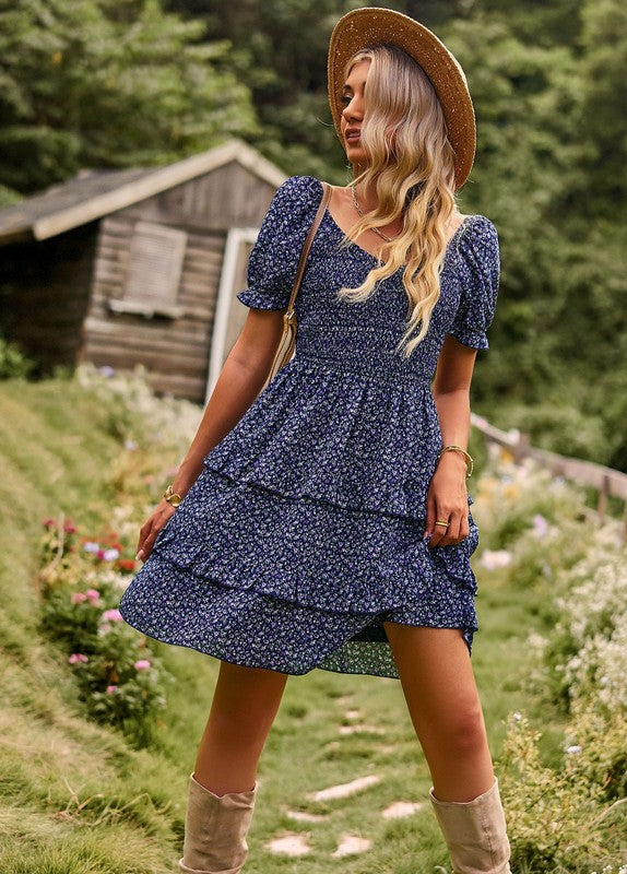 Women's Floral V-Neck Midi Dress