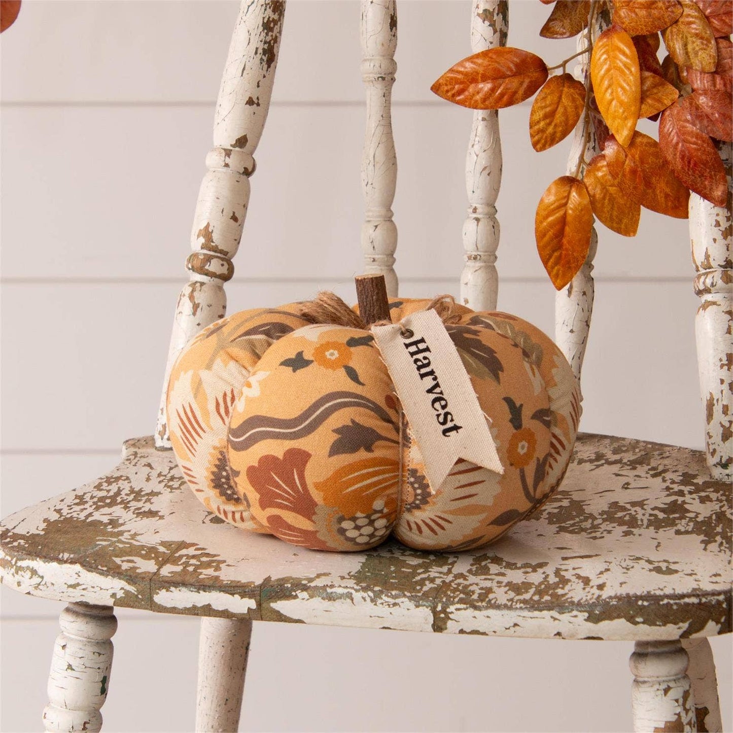 8" Harvest Floral Pumpkin